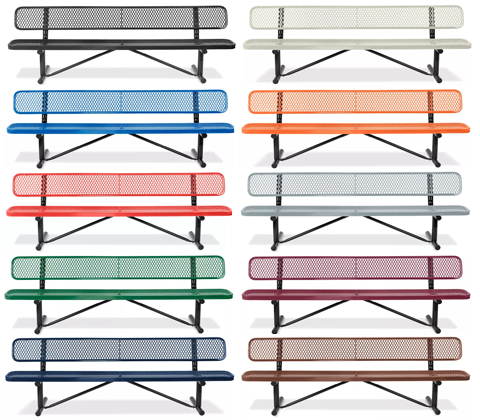 8' Metal Bench with Back